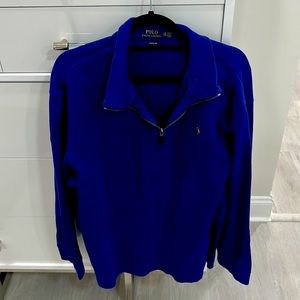 This is a beautiful royal blue pull over quarter zip by polo